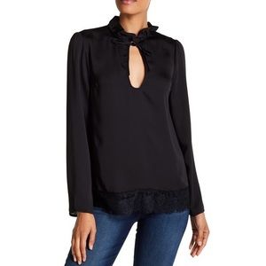 L’Academie Black Elegant Lace Detail Shirt